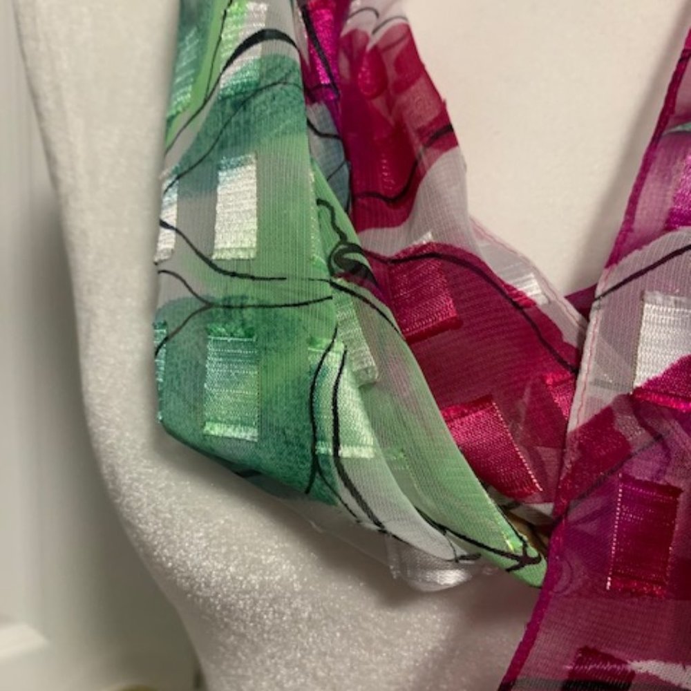 Scarf Floral Sheer Rectangle 13 X 56 - Picture 3 of 4